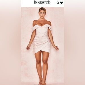 House of CB Coraline Caroline Blush Pink Corset Dress Size Medium Satin Carolina